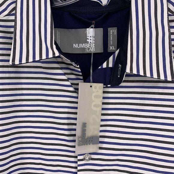 Number Lab Mens XL Striped Short Sleeve Shirt - Picture 2 of 8